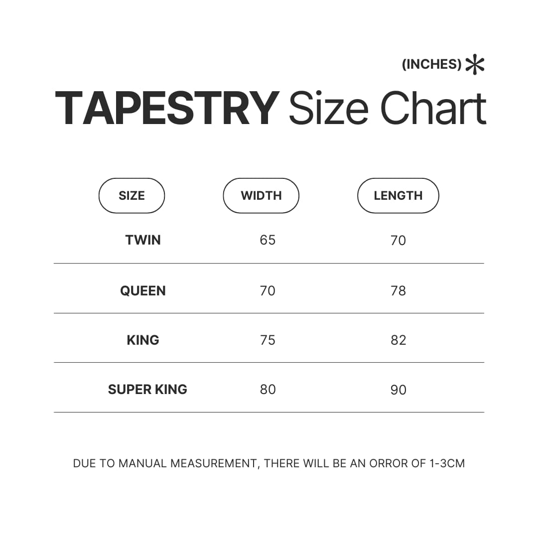 Tapestry Size Chart - Romantic Killer Merch