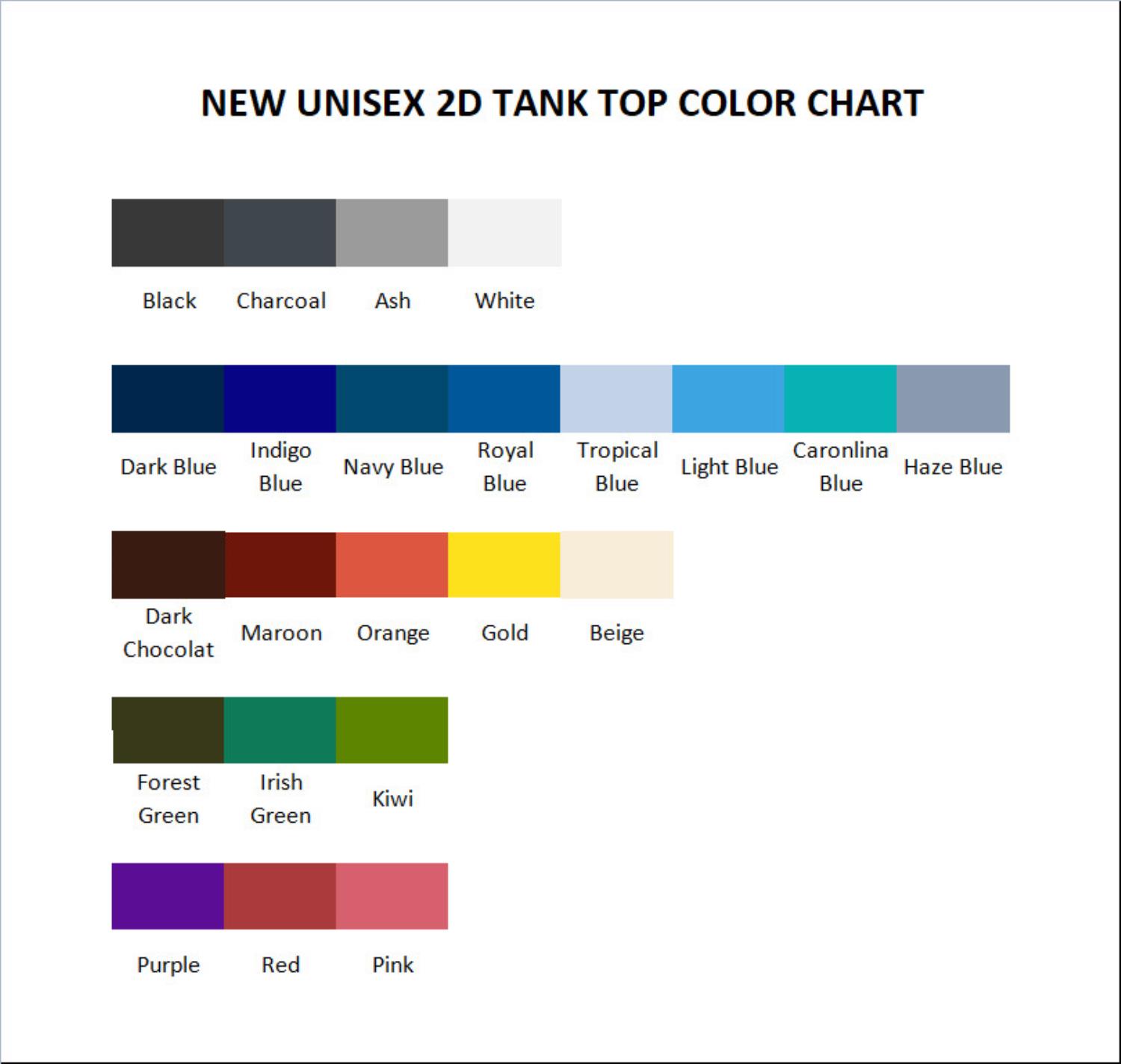 tank top color chart - Romantic Killer Merch